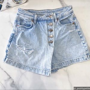 COPY - AE denim ripped distressed jean mom comfort stretch band skort